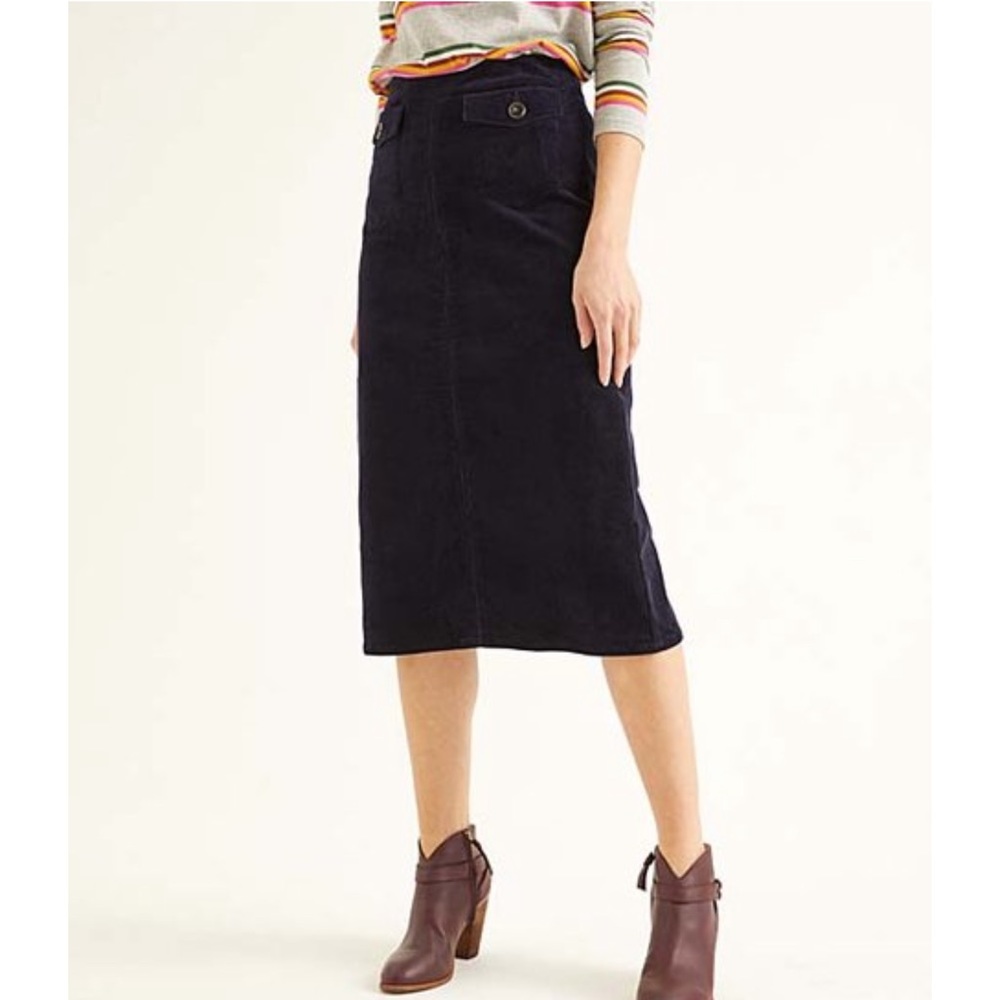 Boden NWT Navy Corduroy Midi Skirt size 8R